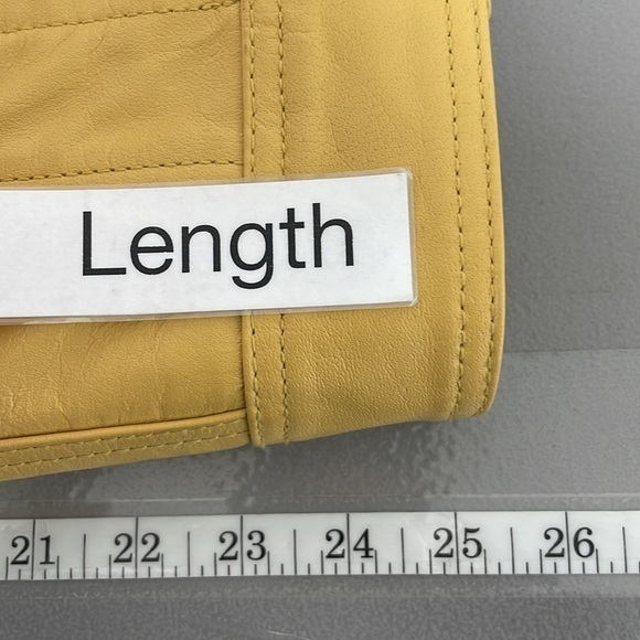 Jessica London Jacket Women's 12 Yellow NWT Leather Coat Snap Buttons Collared - Picture 16 of 17